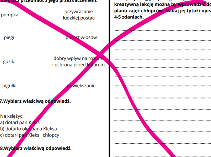 Zestaw - praca z lekturą "Akademia pana Kleksa"