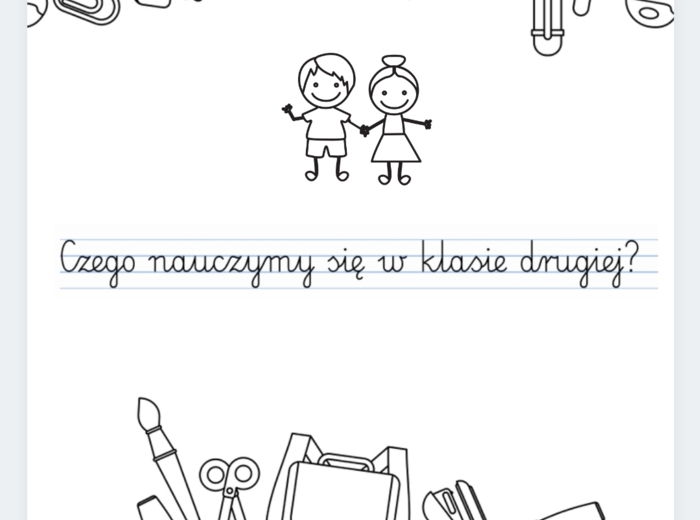 Czego nauczymy się w klasie drugiej- wersja do pokolorowania
