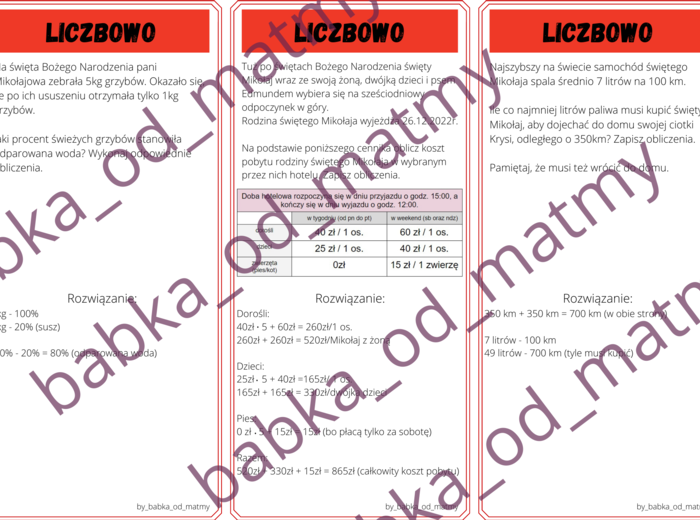 Matematyczno - Mikołajowe Monopoly dla kl. 7 - 8