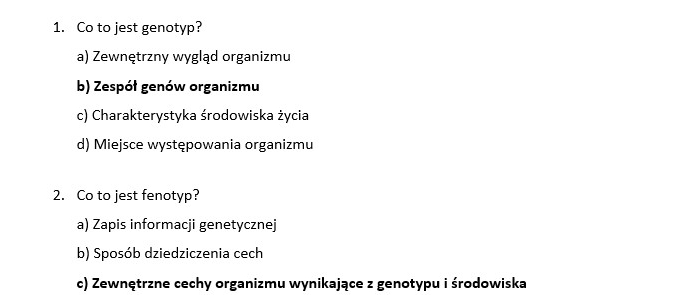 Test- genetyka i dziedziczenie