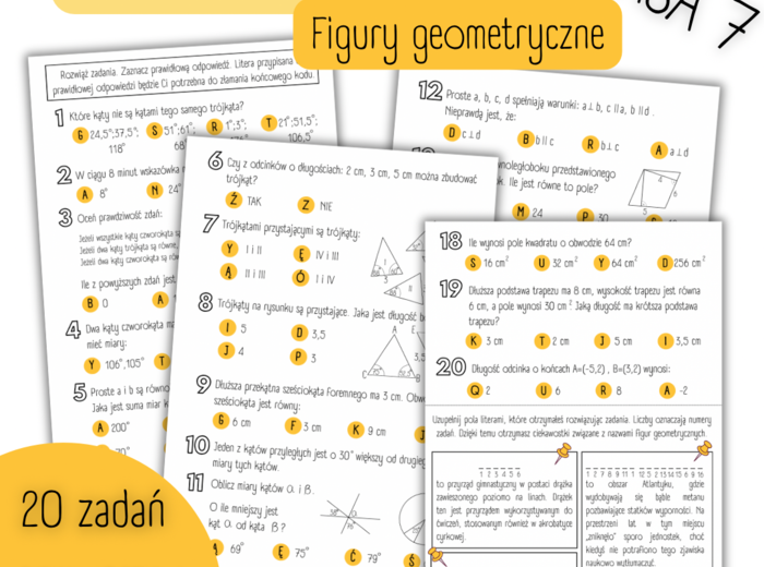 POWTÓRZENIE MATERIAŁU - Figury geometryczne - KLASA 7