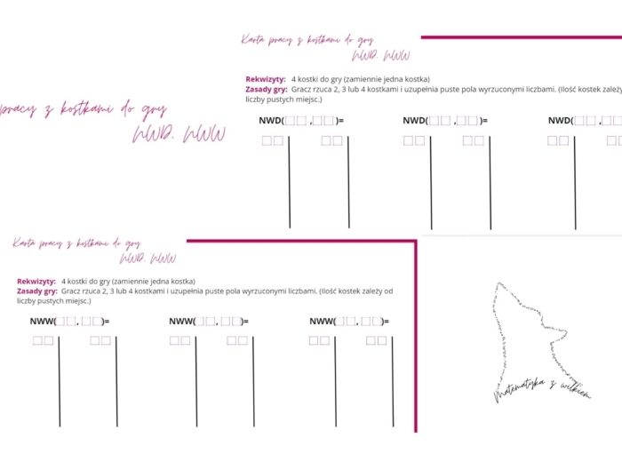 Karta pracy z kostkami NWD, NWW