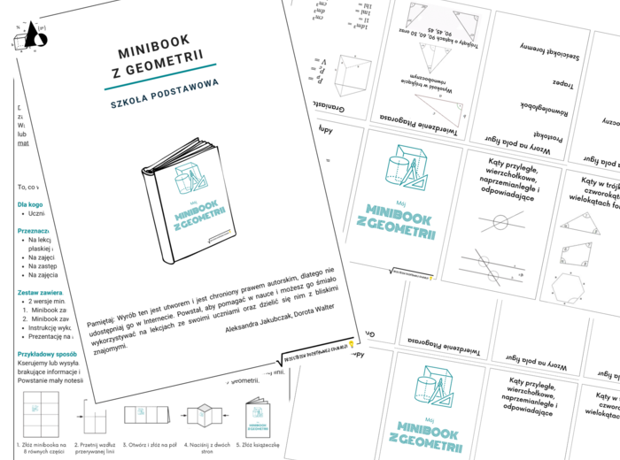 Minibook z geometrii do złożenia i uzupełnienia przez ucznia