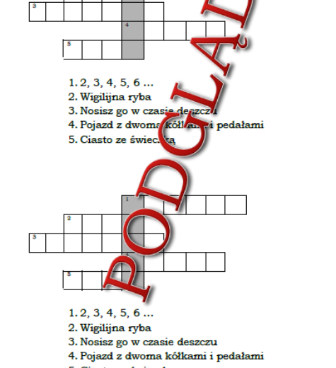 Logogryf dla klasy I z hasłem SPORT