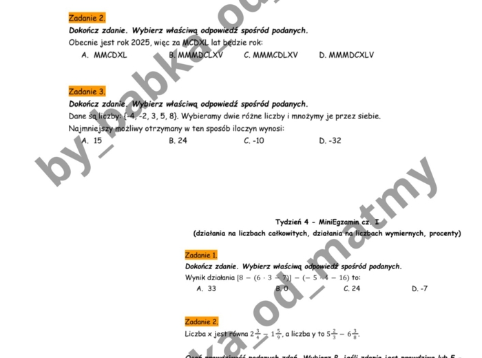 Zeszyt przygotowań do E8 z matematyki - CAŁOŚĆ! - 21 zestawów -