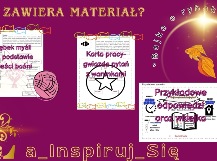 Baśnie: "Kopciuszek", "Bajka o rybaku i rybce", "Królowa pszczół", cechy baśni - karty pracy, scenariusz lekcji, zadania