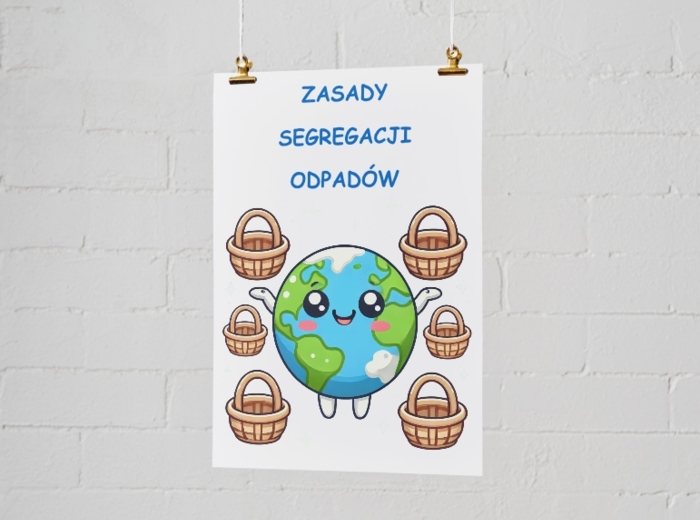 Zasady segregacji odpadów. Recykling. Kolorowe kosze