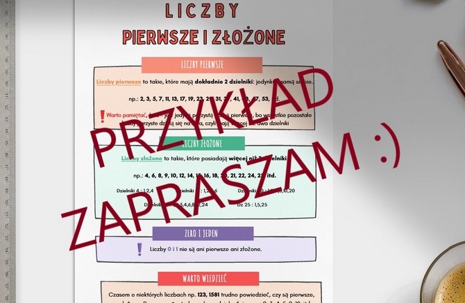 Liczby pierwsze i złożone - notatka, gazetka