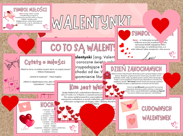 Walentynki, miłość - gazetka, dekoracja