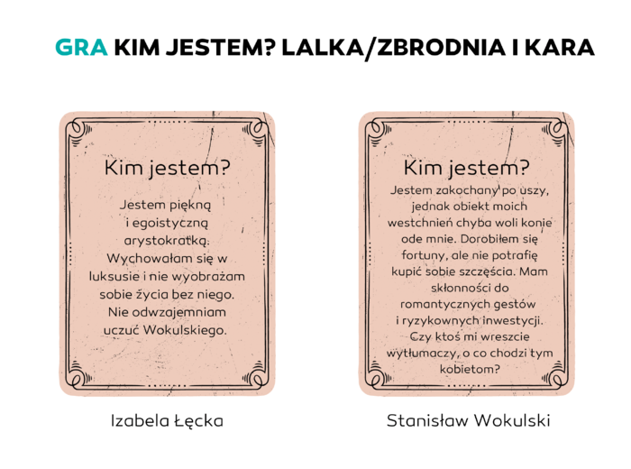ZESTAW KART DO GRY "KIM JESTEM. ZBRODNIA I KARA/LALKA".