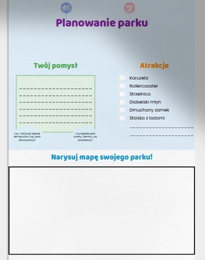 Budowanie własnego parku rozrywki. (Z kartonu, klocków)