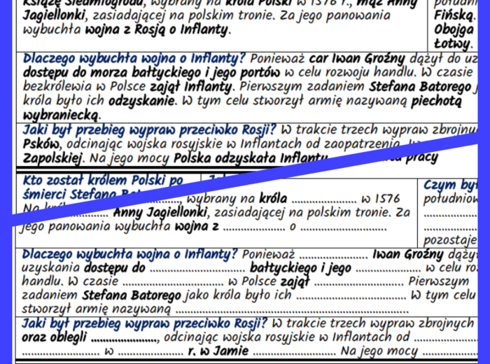 Konflikty z Rosją za Stefana Batorego i Zygmunta III Wazy – notatki i karta pracy