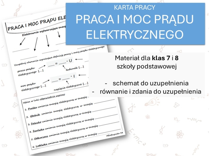 Fizyka 7 i 8. Karta pracy. PRACA I MOC PRĄDU ELEKTRYCZNEGO. Prąd elektryczny.