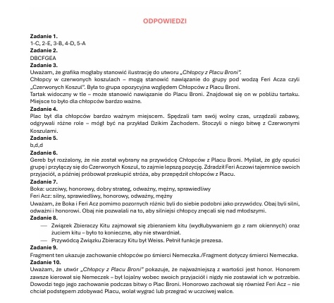 Zestaw lekturowy "Chłopcy z Placu Broni"