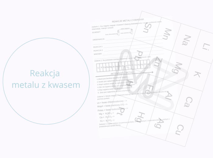 Reakcja metalu z kwasem - karta pracy