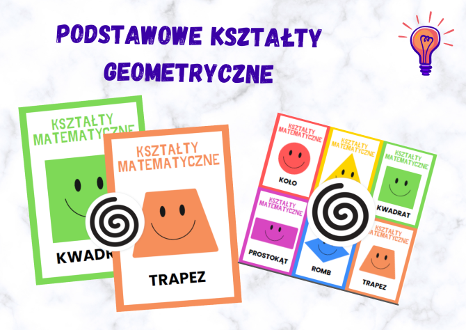 Podstawowe kształty geometryczne - plansze + wersja mini do zeszytów
