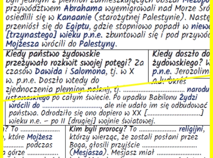 Starożytny Izrael – notatka i karta pracy