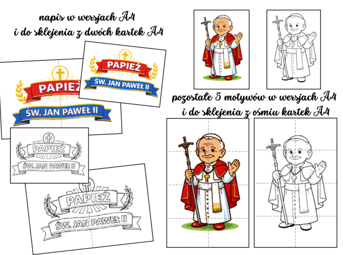 Św. Jan Paweł II – gazetka szkolna + kolorowanki (47 + 47 stron)