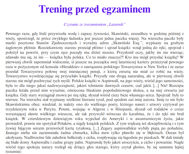 Trening przed egzaminem - ,,Latarnik''