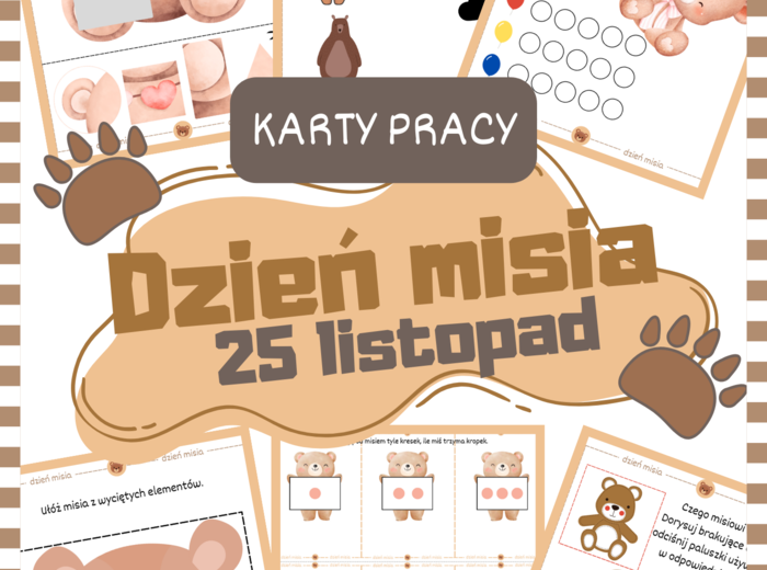 Dzień pluszowego misia - karty pracy