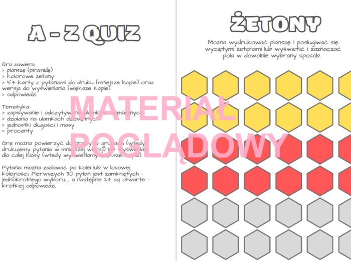 Gra dydaktyczna (a-z quiz) - ułamki dziesiętne kl.4-8