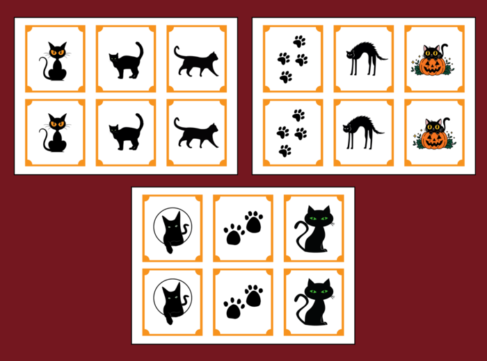 🖤🐱DZIEŃ KOTA – memory – 36 szt. – biblioteka – świetlica – przedszkole - Dzień Czarnego Kota