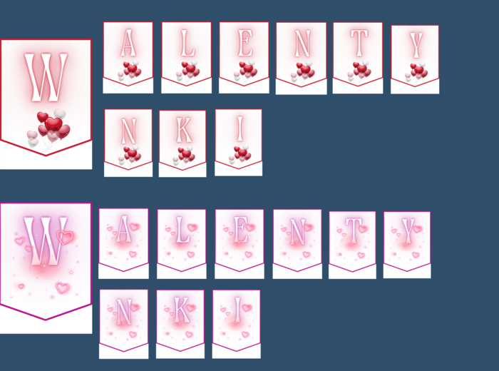 WALENTYNKI – girlanda – napis – 2 wersje – gazetka