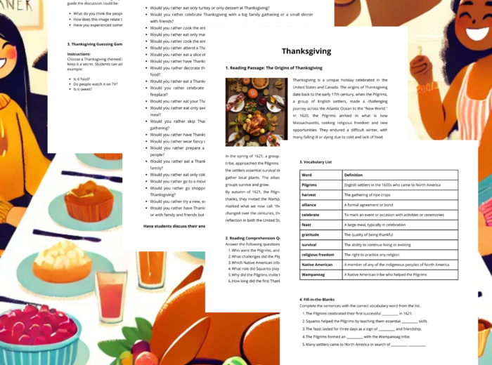 Thanksgiving day B1-B2. Gotowa Lekcja. Karty Pracy.