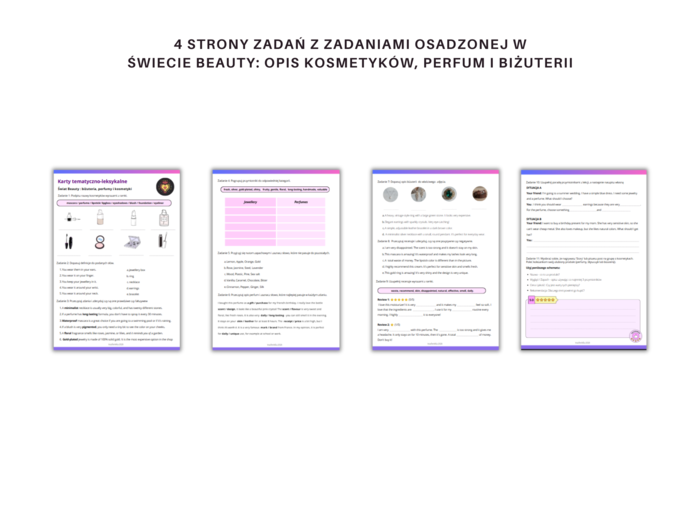 Karty tematyczno-leksykalne: Świat Beauty - kosmetyki, biżuteria, perfumy