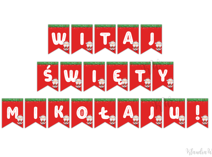 Girlanda „WITAJ ŚWIĘTY MIKOŁAJU!” – PDF do druku