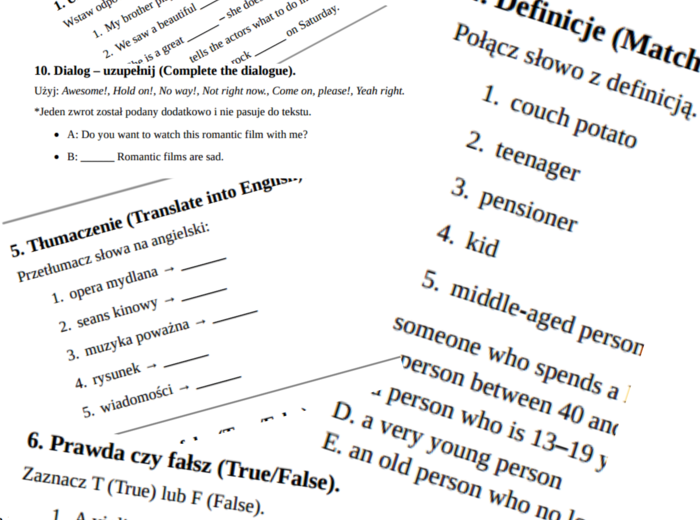 English Class A2+ – Unit 1 – vocabulary revision