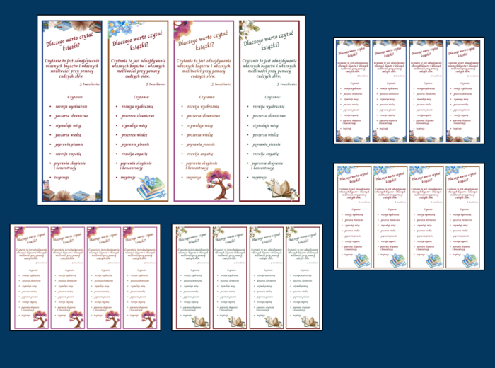 DLACZEGO WARTO CZYTAĆ KSIĄŻKI? - zalety czytania - Dzień Książki – BIBLIOTEKA - zakładki do książek – zakładka – wersja 1