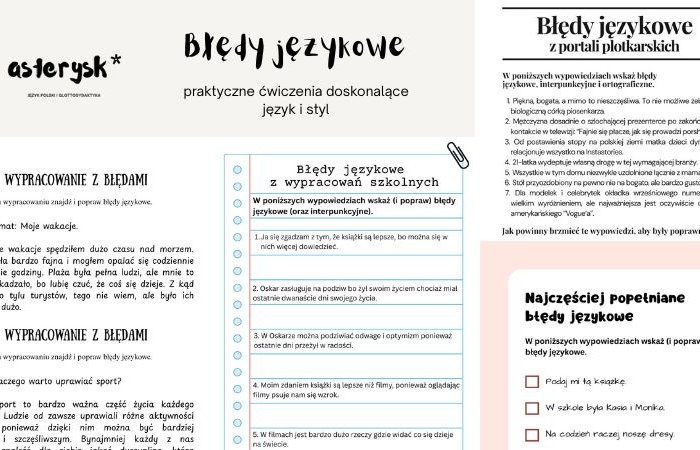 Błędy językowe - praktyczne ćwiczenia dla klas IV-VIII