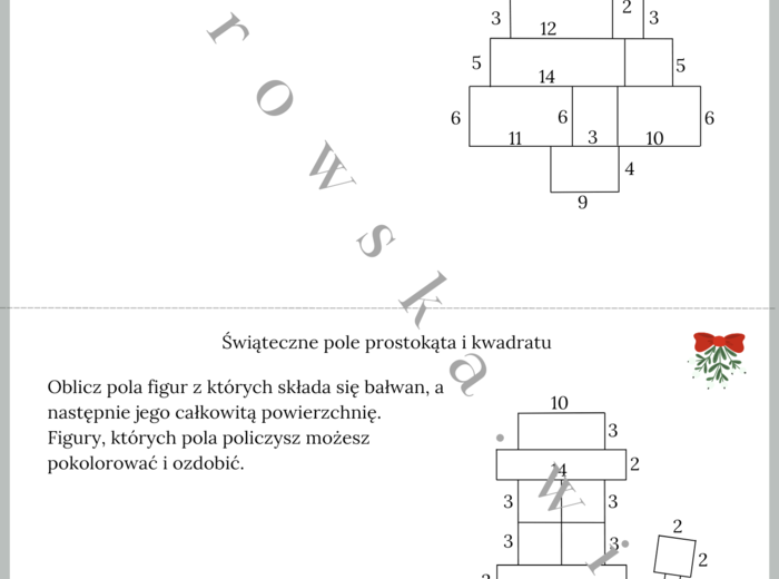 Świąteczne pole prostokąta i kwadratu