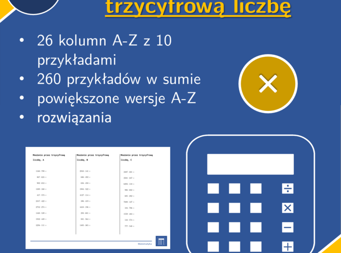 Mnożenie przez trzycyfrową liczbę | matematyka | 26 kolumn