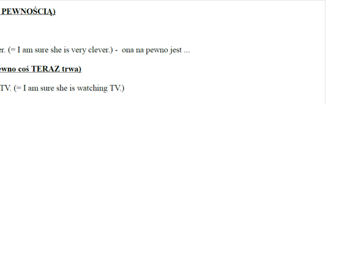 czasowniki modalne must i can't wyrażające pewność (deduction) - różne konstrukcje