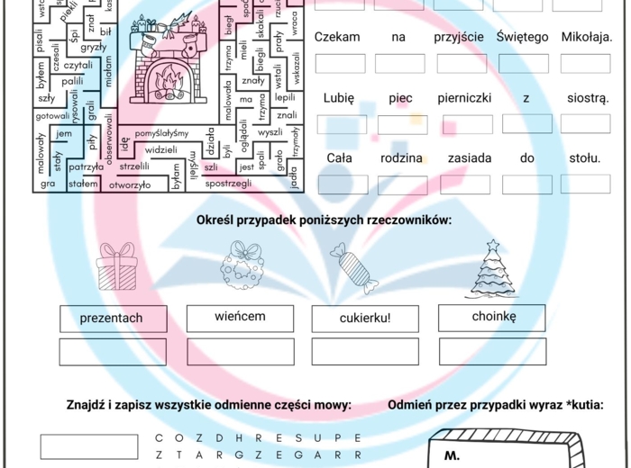 Świąteczna gramatyka - karta pracy dla klas 4-6