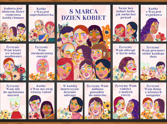 Gazetka szkolna na DZIEŃ KOBIET – 20 plakatów A4
