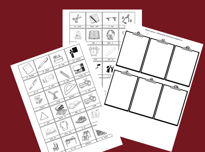 SZKOŁA – ortografia – wklejki – karty pracy
