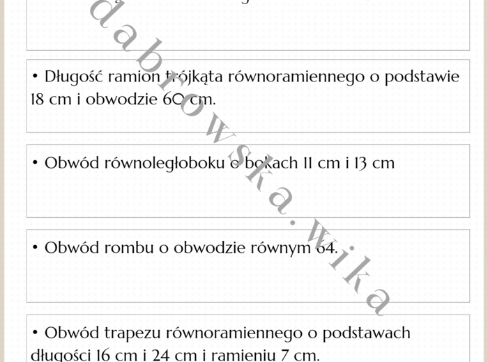 Figury geometryczne - obwody