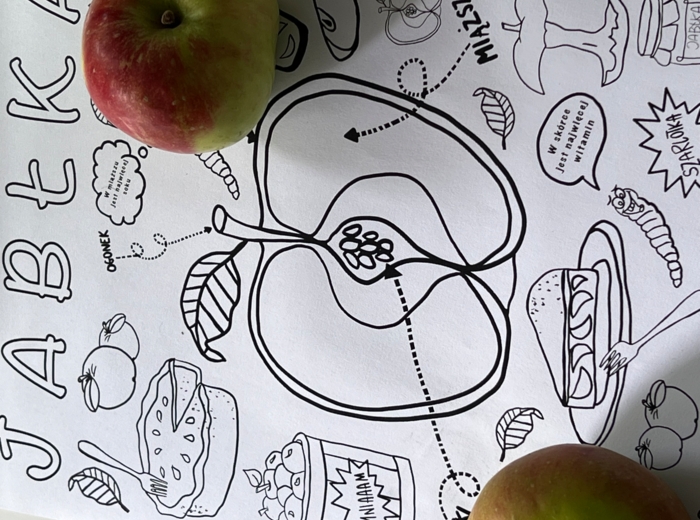 Dzień Jabłka - kolorowanka a4, Kolorowanka XL 9 części gratis