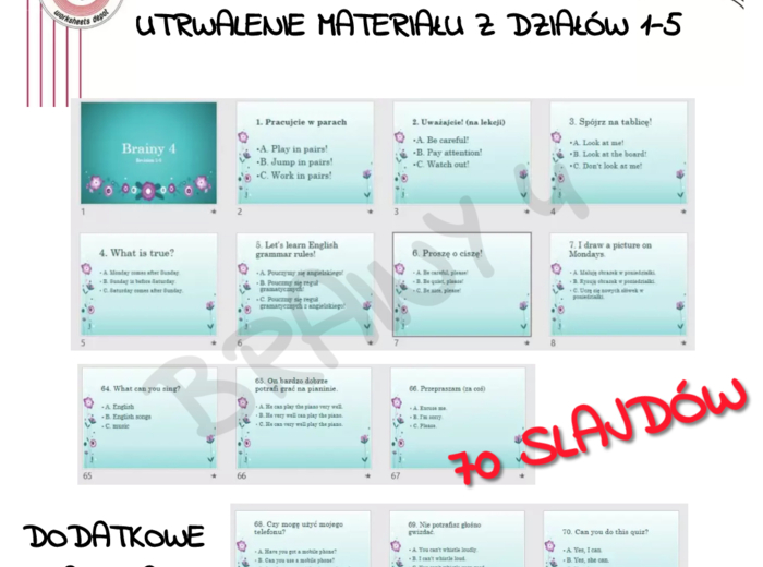 Brainy 4 ćwiczenia utrwalające działy 1-5