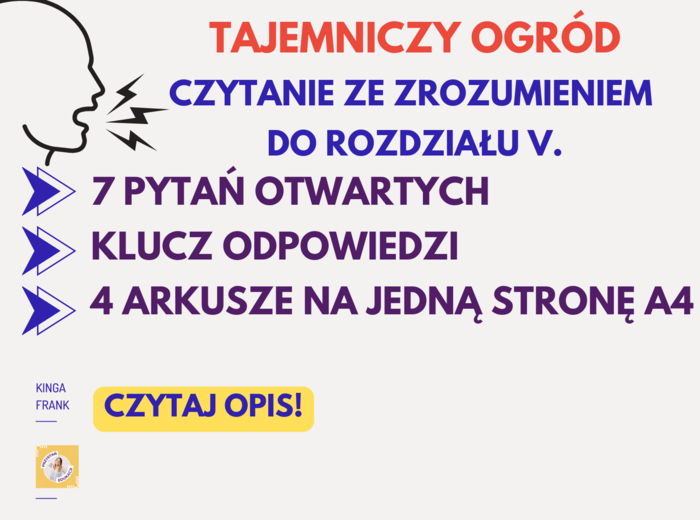 📖🌳Tajemniczy ogród. Rozdział V – czytanie ze zrozumieniem + klucz odpowiedzi!
