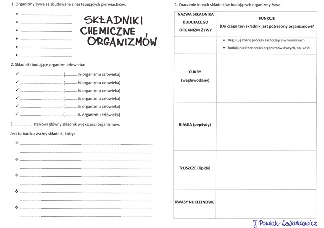 Składniki chemiczne organizmów - KP