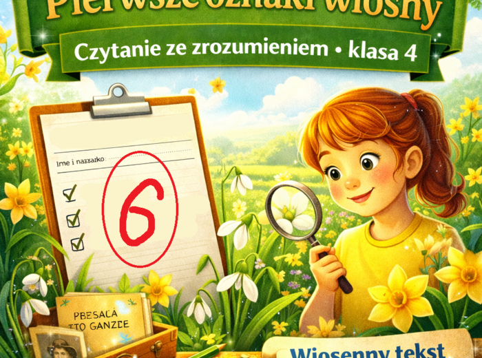 🌷 Pierwsze oznaki wiosny – czytanie ze zrozumieniem (klasa 4) | karta pracy + 15 zadań