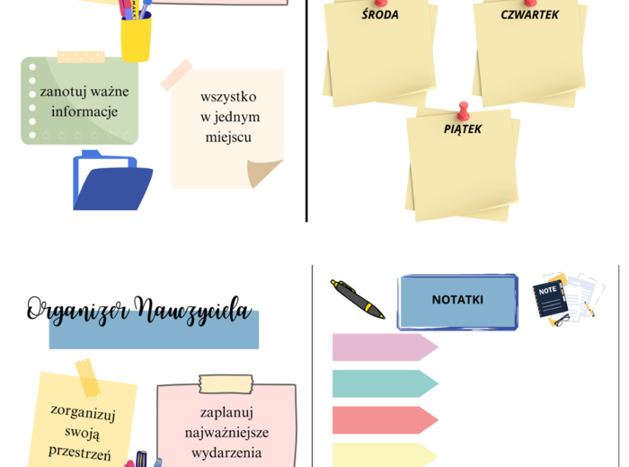 Organizer nauczyciela - kartki do samodzielnego uzupełnienia