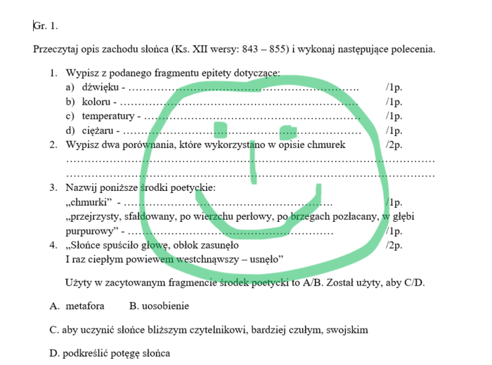 "Pan Tadeusz" - środki poetyckie - karta pracy