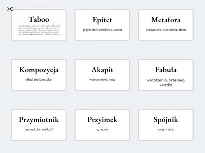 POWTÓRKA DO EGZAMINU -TABOO - JĘZYK POLSKI