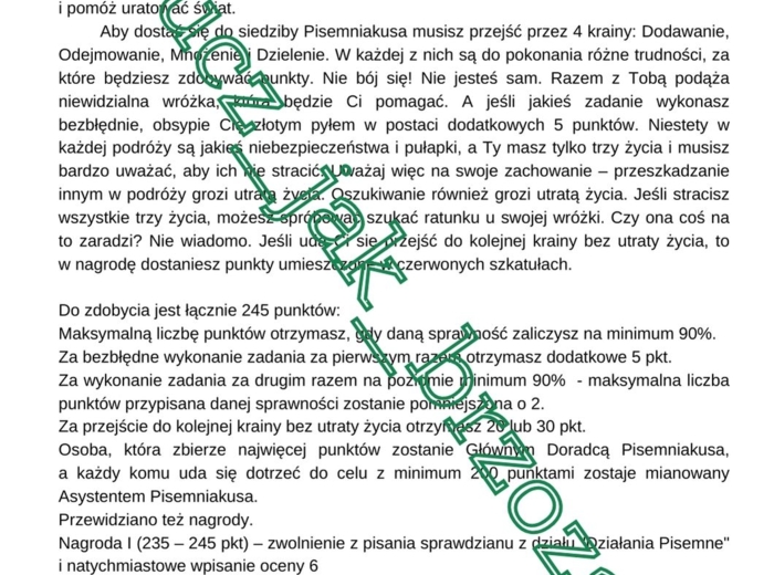 Innowacja na matematyce, grywalizacja, Działania pisemne, klasa 4
