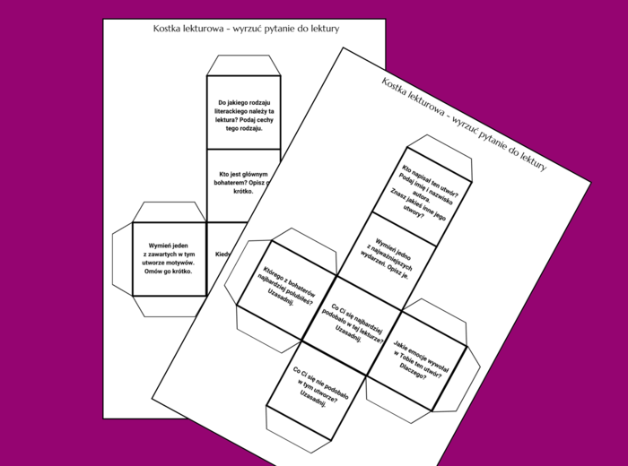 KOSTKA - uniwersalne pytania do lektury - 2 wersje